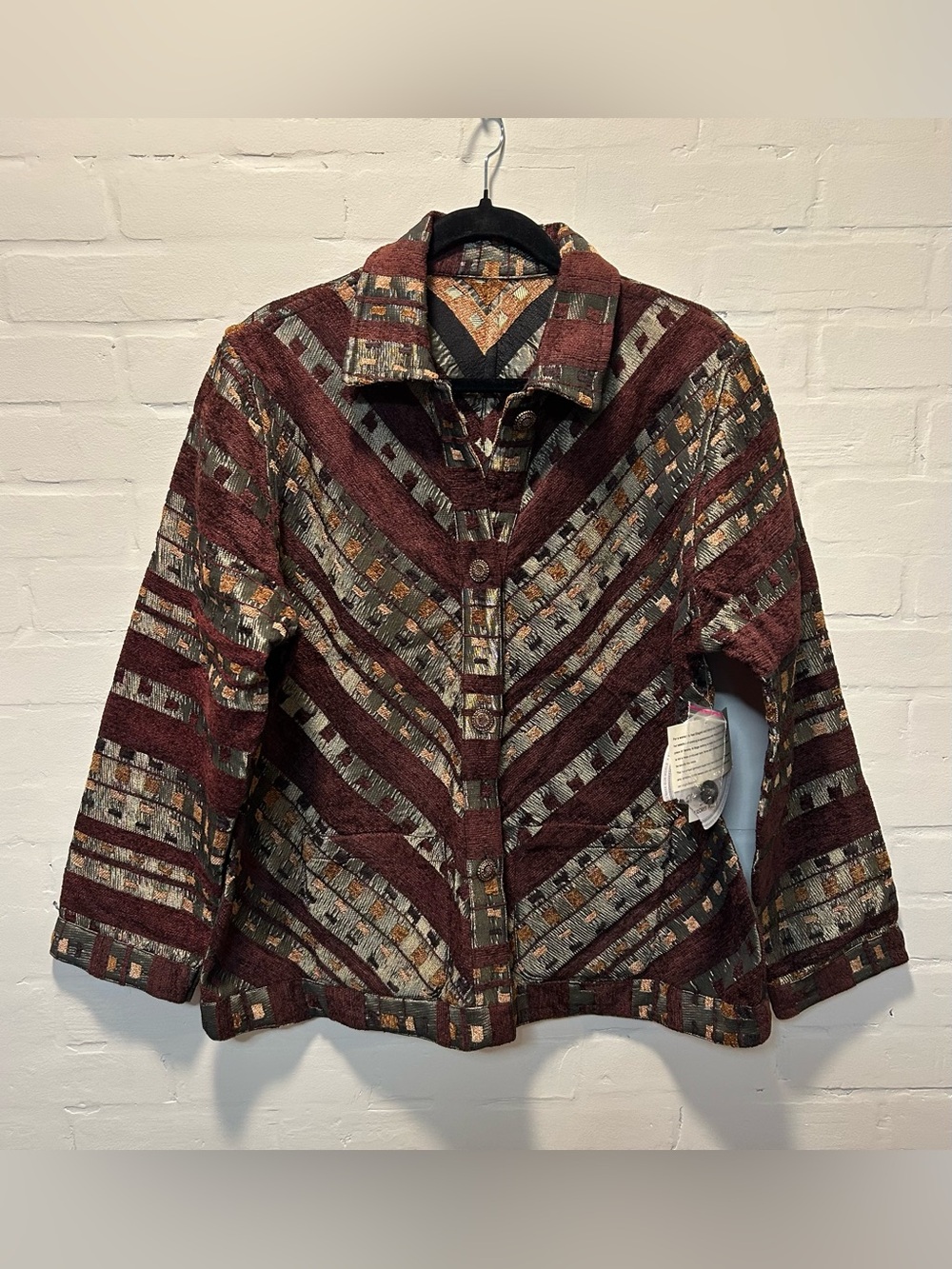 Parsley & Sage Reversible Tapestry Blazer Jacket Boho Art to Wear Plus 2X